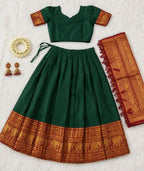 Teeya Creation Green Traditional Lehenga Choli Set Featuring Intricate Purple and Gold Zari Detailing | Grocsy