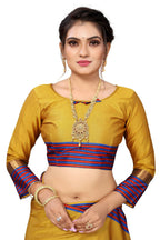 Vamika Ethnic Fire Mustard Cotton Silk Saree | Grocsy