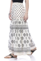 Mominos Fashion Cotton Block Print With Lace Work Off White Palazzo | Grocsy