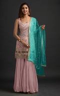 Anaita Peach Georgette Suit with Embroidered Thread & Sequence Work | Grocsy