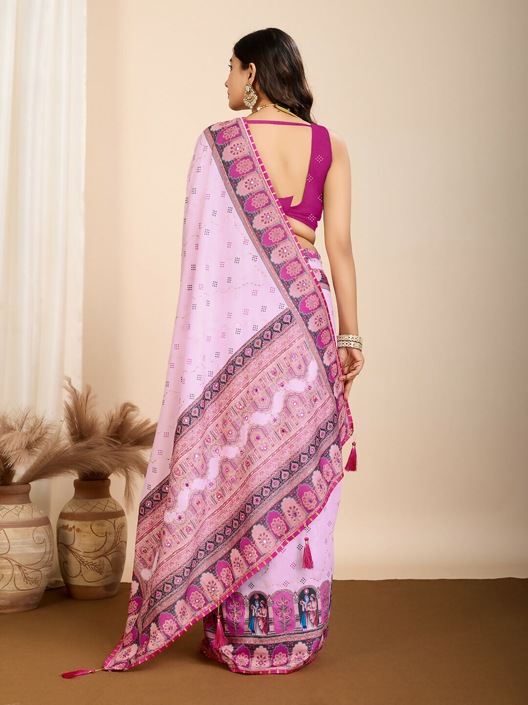 Purple Muslin Cotton Designer Digital Printed Saree - Lavisha | Grocsy