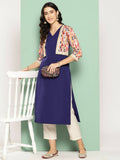 Ahalyaa Women's Traditional wear Kurta - Navy Blue | Grocsy