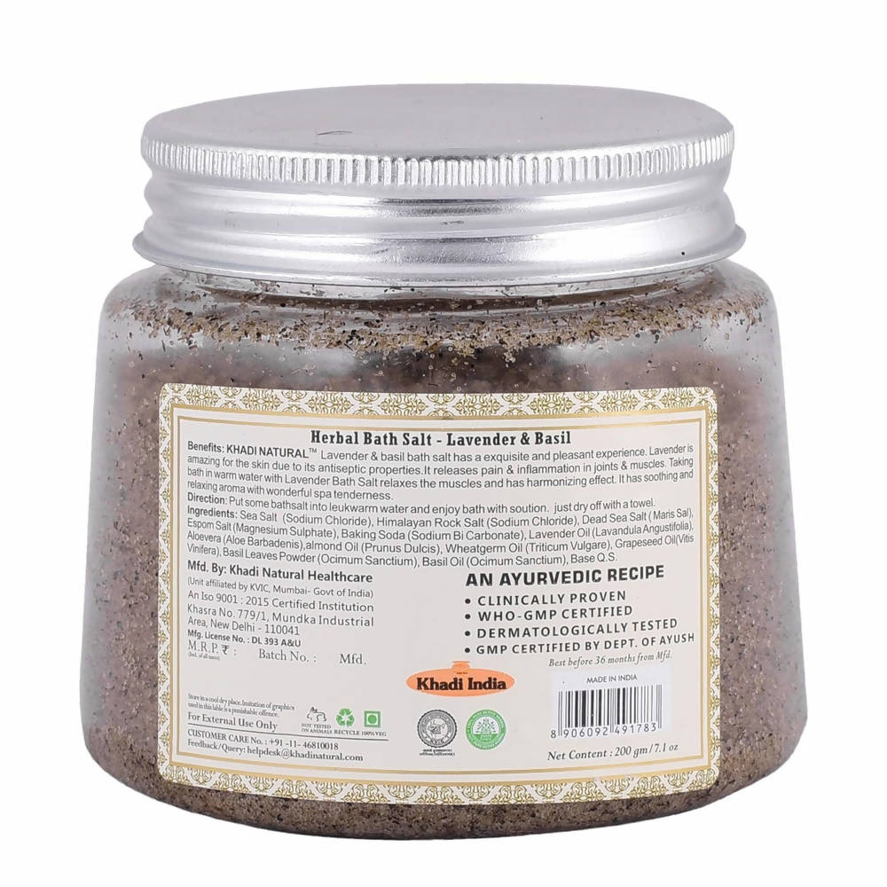 Khadi Natural Lavender & Basil Herbal Bath Salt | Grocsy