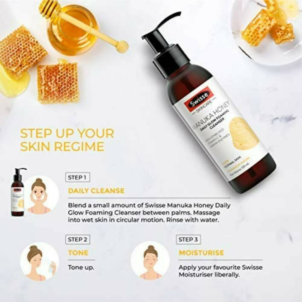 Swisse Skincare Manuka Honey Daily Glow Foaming Cleanser Face Wash with Vitamin C & Papaya Enzymes | Grocsy