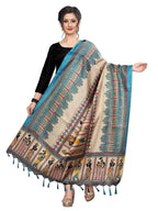 Vamika Rama Green Beautiful Printed Khadi Bhagalpuri Dupatta | Grocsy