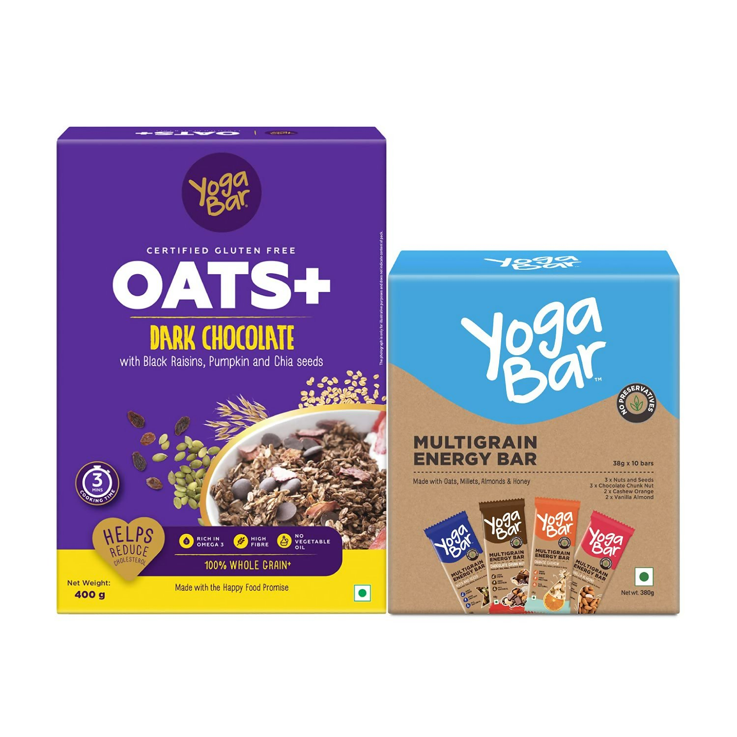 Yoga Bar Multigrain Energy Snack Bars - Dark Chocolate Flavour Premium Super Oats Combo | Grocsy