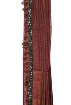 Mominos Fashion All Season Wear Rust And Black Ruffled Ready To Wear Saree | Grocsy