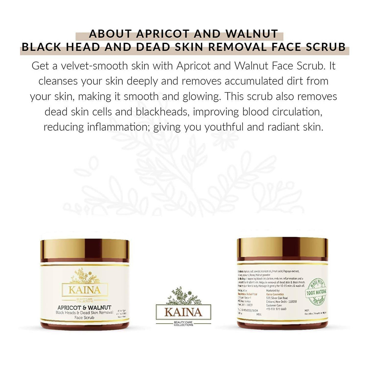 Kaina Apricot & Walnut Face Scrub | Grocsy