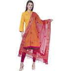 A R Silk Women's Gotta Patti Embroidery Orgenza Cotton Mehroon Dupattas and Chunnis | Grocsy