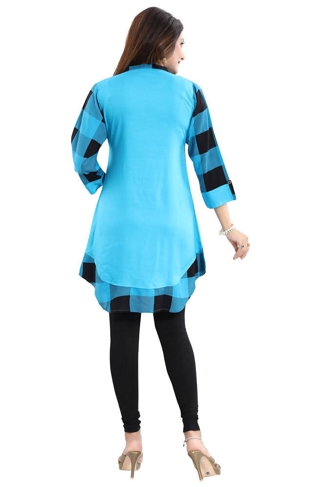 Snehal Creations Rayon Designer Embroidery Blue Tunic | Grocsy