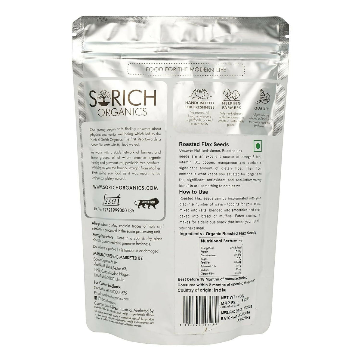 Sorich Organics Roasted Flax Seeds | Grocsy