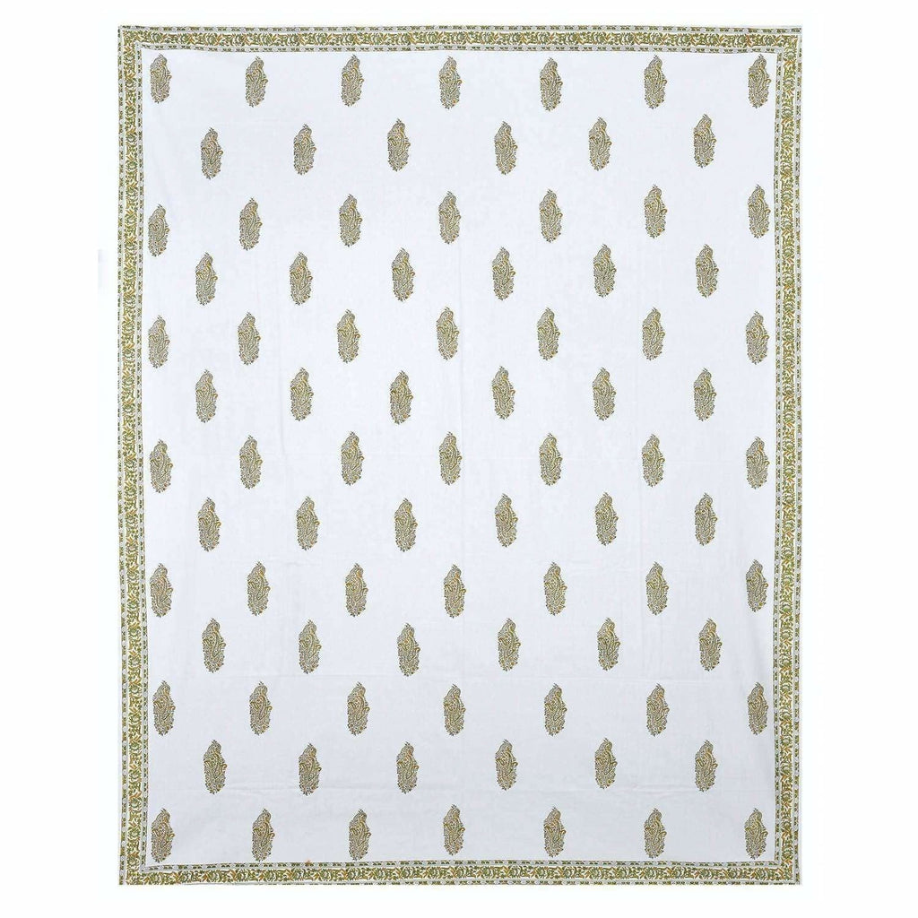 Premium Hand Block Printed Rajasthani Double Bedsheet Bedspread with 2 Pillow Covers | Grocsy