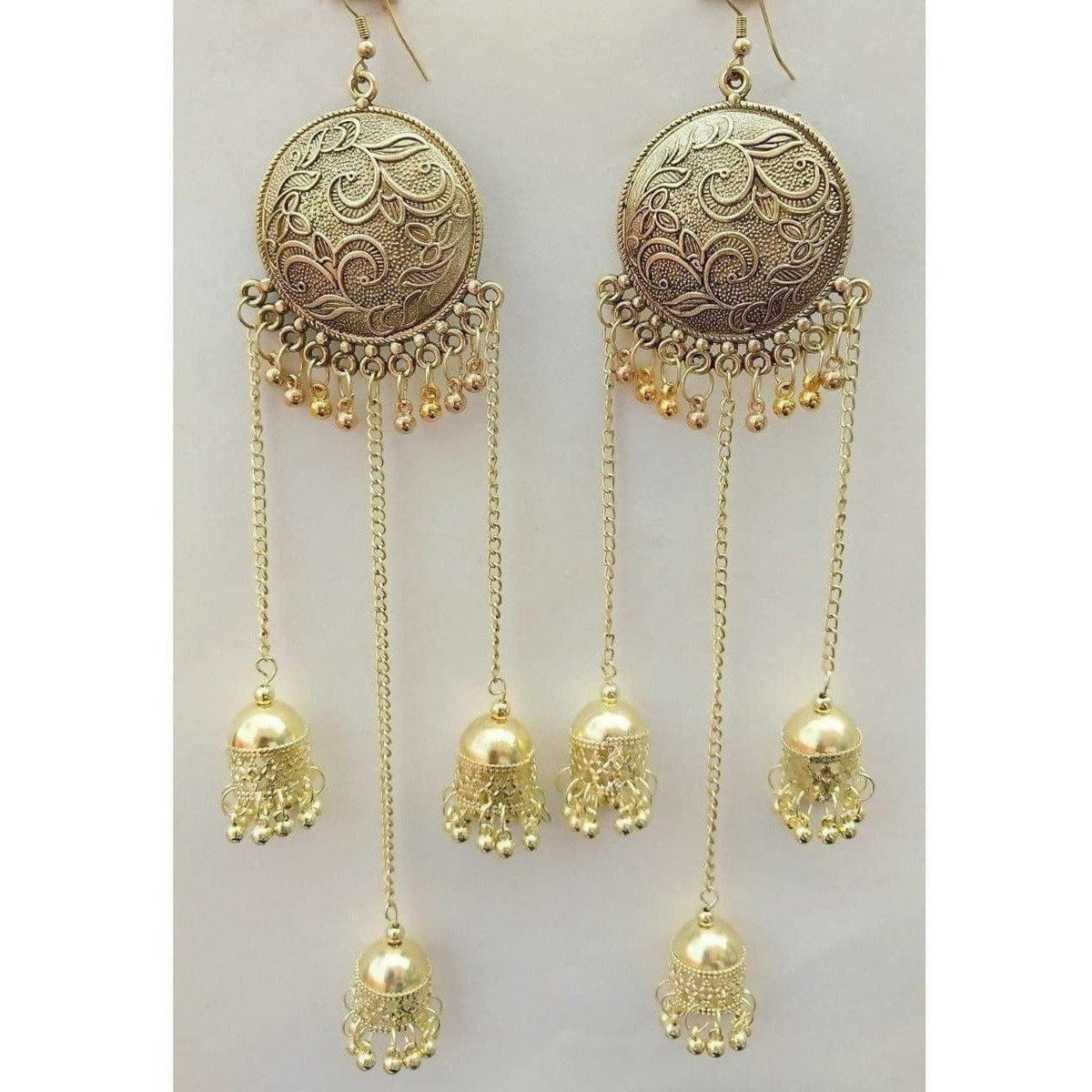MS Fashion India Bahubali Tassel Sun Design With Long Hanging Jhumkas Earrings | Grocsy