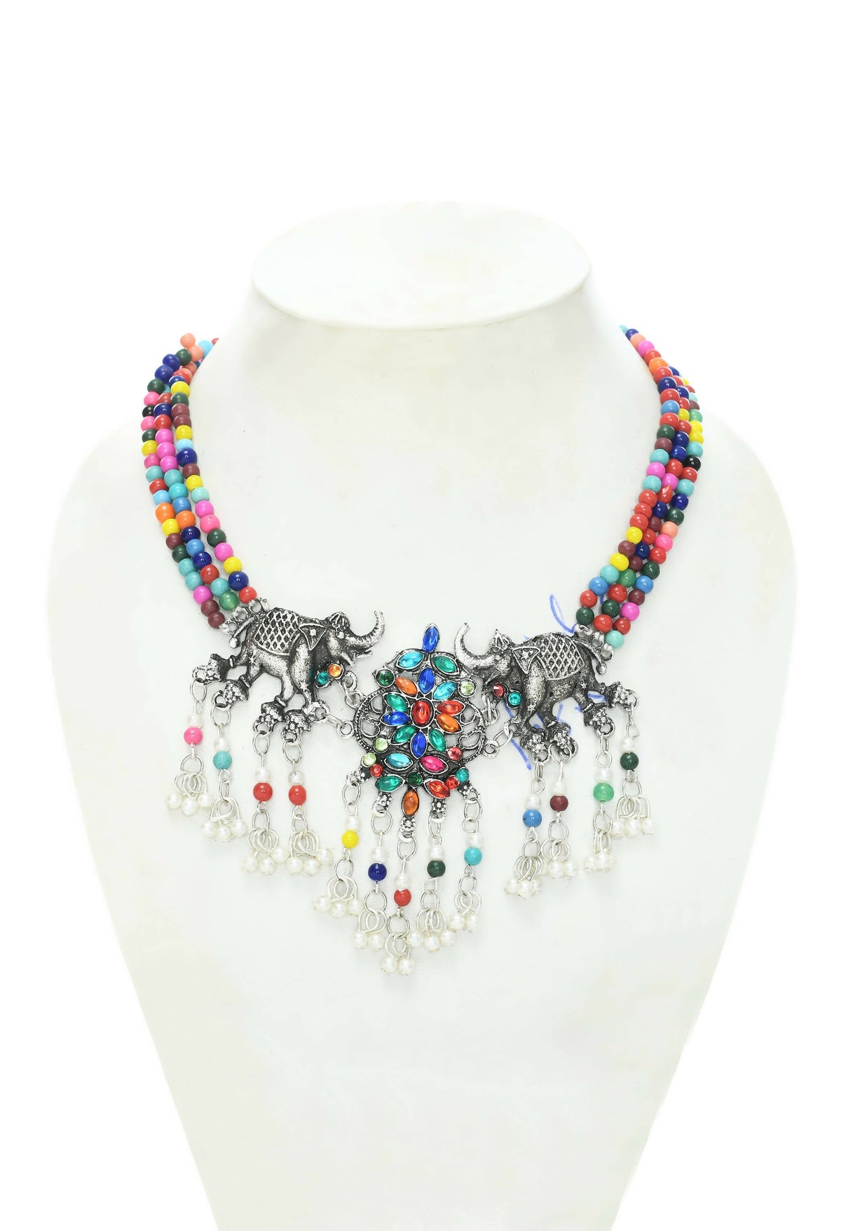 Mominos Fashion Johar Kamal Silver-Plated Brass Finish Elephant Design Choker For Women (Multi) | Grocsy