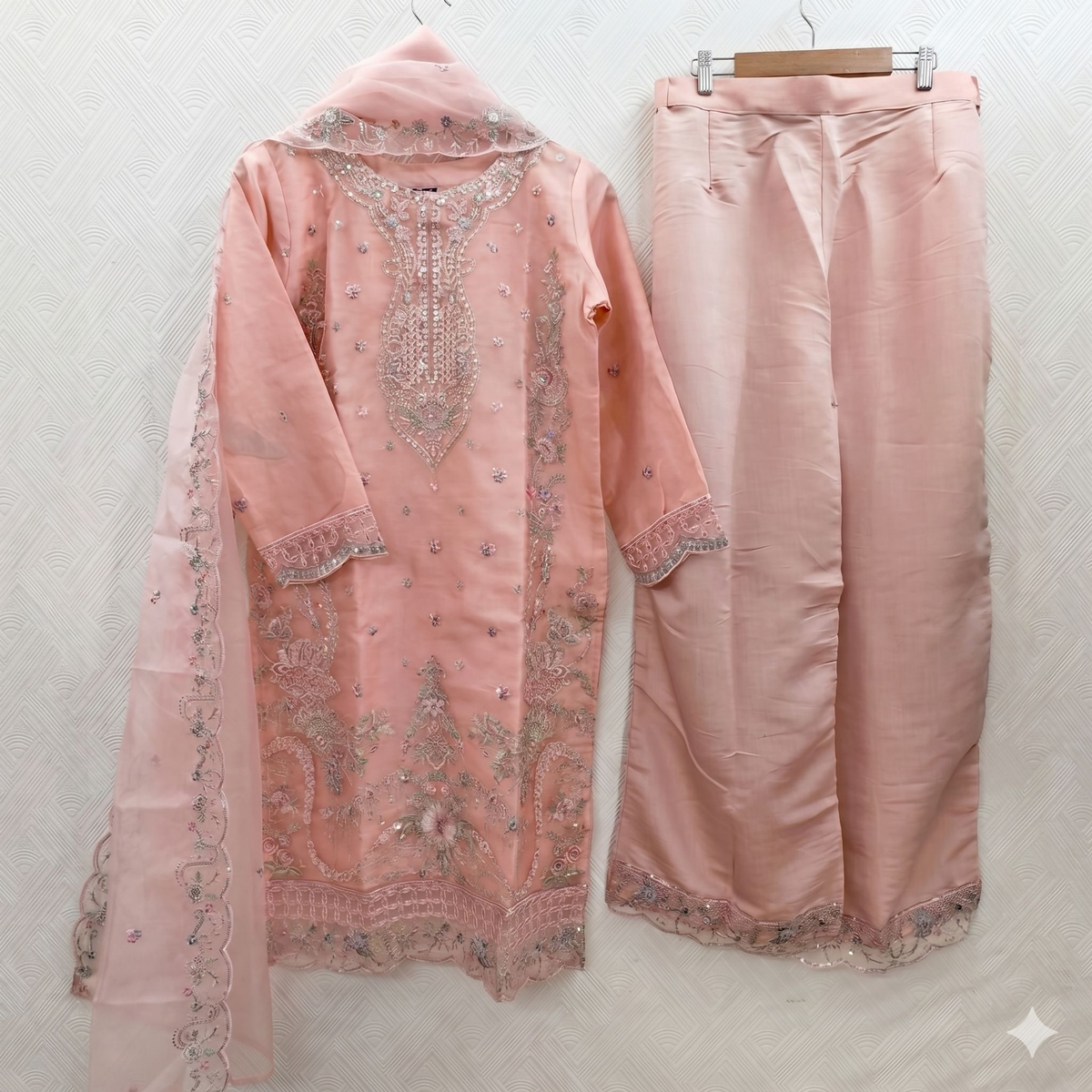 Teeya Creation Womens New Trendy Silk With Heavy Embroiedery With Sequence Work Pink Kurta Set | Grocsy