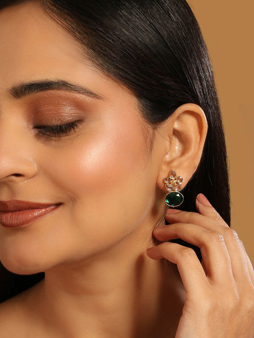 Nuyug 22K Gold Plated Verdant Bloom Studs | Grocsy