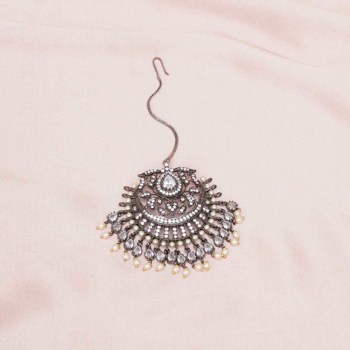 Oversized Diamond Maang Tikka- Ruby Raang | Grocsy