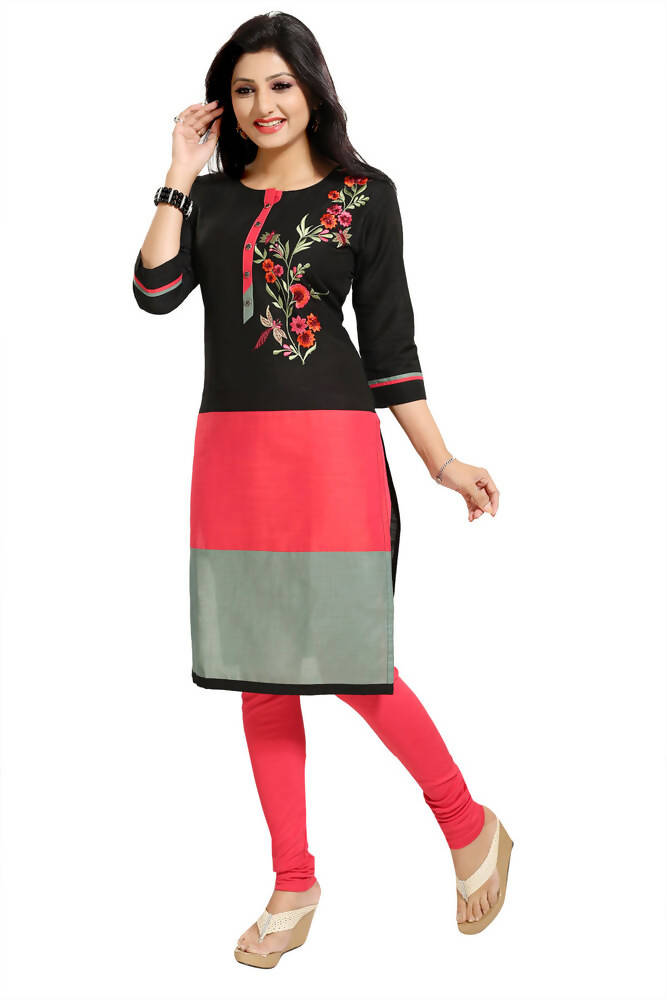 Snehal Creations Pristine Black Designer Threadwork Tunic | Grocsy