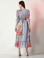 Myshka Women's Grey Printed Dress | Grocsy