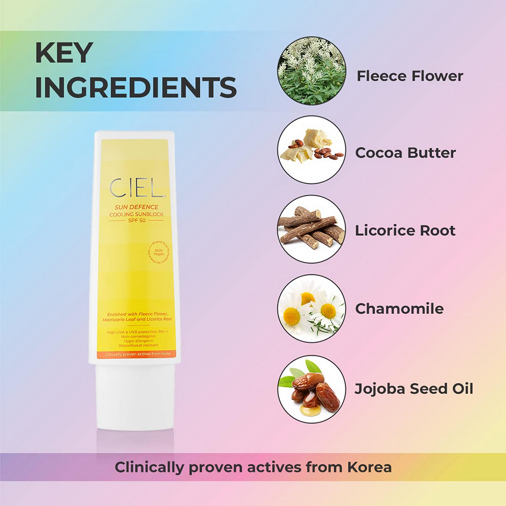 Ciel Sun Defence Cooling Sun Block Sunscreen SPF 50 | Grocsy