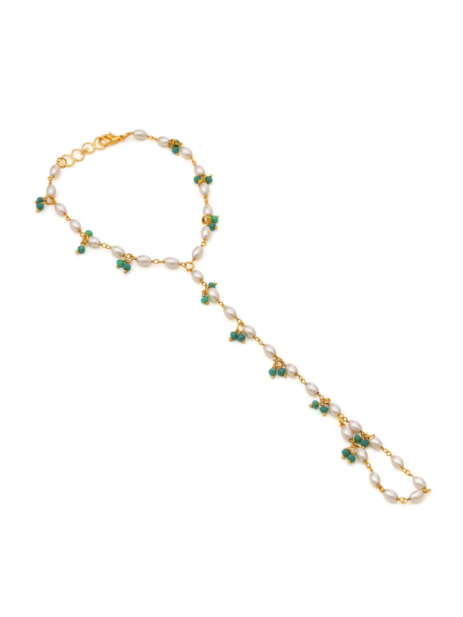 Ruby Raang Multi Pearl & Stone Haath Phool | Grocsy