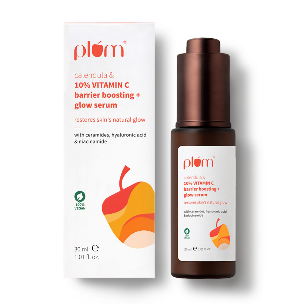 Plum 10% Vitamin C Barrier Boosting + Glow Serum with Calendula For Glowing Skin | Grocsy