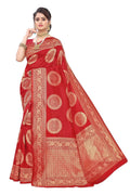 Vamika Latest Banarasi Jacquard Weaving Red Saree | Grocsy
