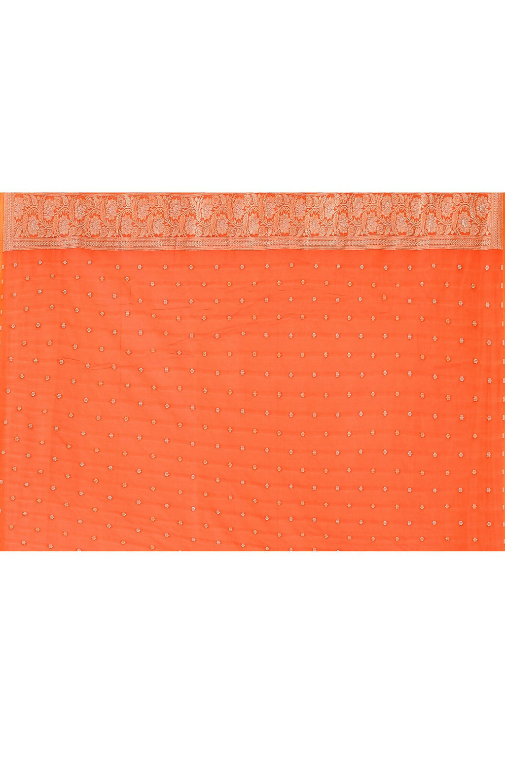 Joban Fashion Orange Banarasi Soft Pure Handloom Banarasi Silk Saree | Grocsy