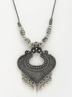 NVR Women's Silver-Toned German Silver Oxidised Pendant with Chain | Grocsy
