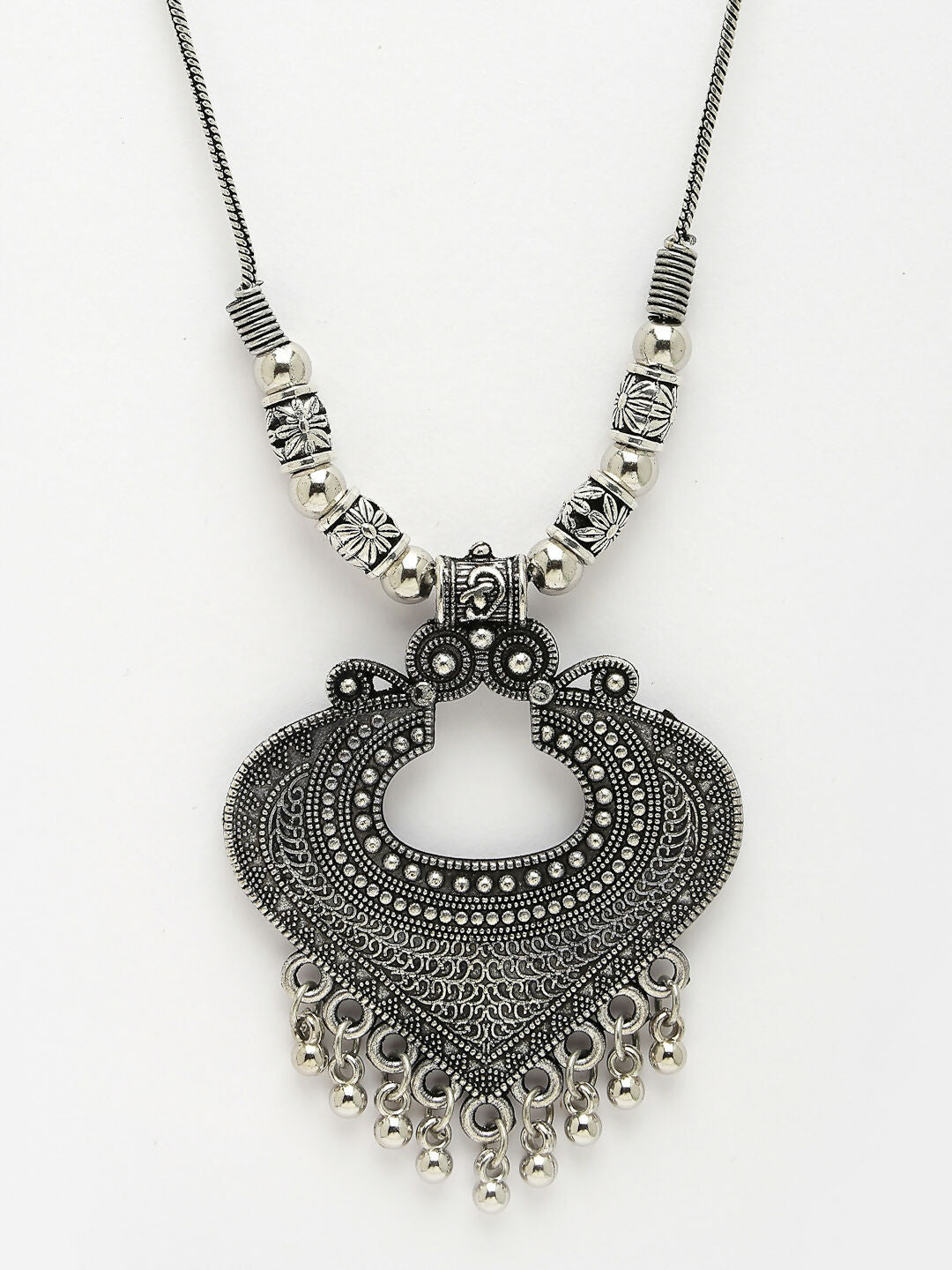 NVR Women's Silver-Toned German Silver Oxidised Pendant with Chain | Grocsy