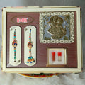 Indianvibez Exclusive Gift Pack Of Bhai Bhabhi Meenakari Desginer Rakhi With Roli & Krishna Silver Gold Plated Radha Krishna Foil | Grocsy