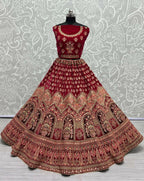 Jyoti Fashion Women's Rani Pink Velvet Multi Thread Embroidered with Zircon Diamond Wedding Lehenga Choli | Grocsy