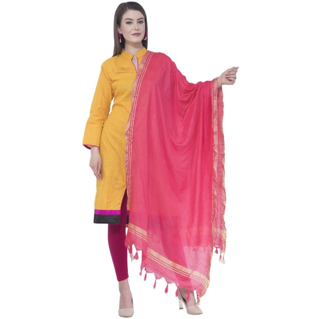 A R Silk Gajari Color Golden Border Dupattas and Chunnis | Grocsy
