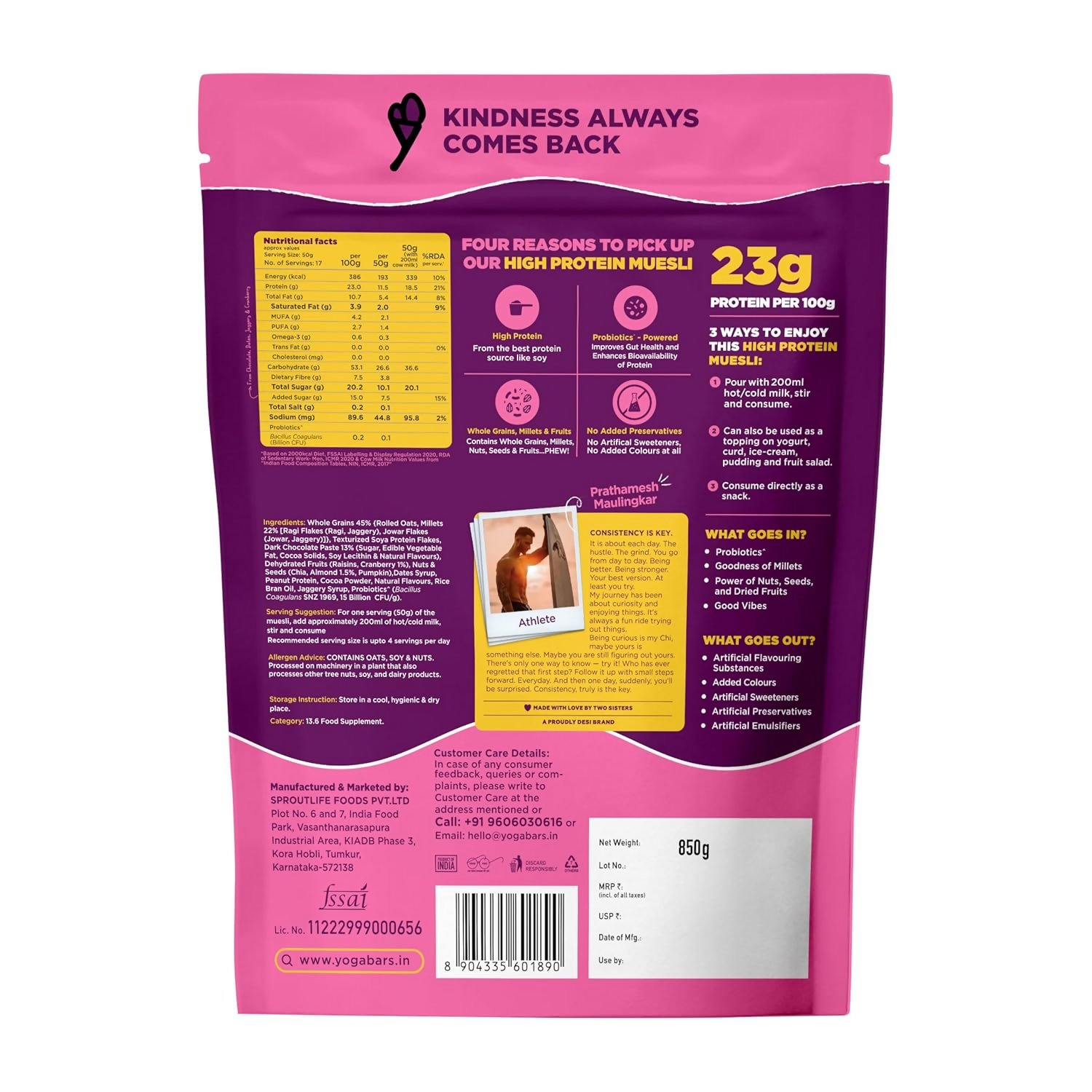 Yoga Bar High Protein Muesli - Choco Almond | Grocsy