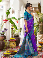 Shree Shyam Fashion Violet Soft Silk Saree | Grocsy