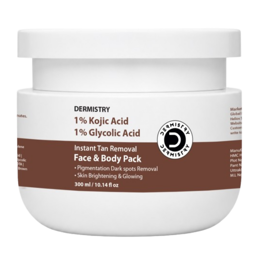Dermistry 1% Kojic Acid 1% Glycolic Acid Instant D Tan Face & Body Pack | Grocsy
