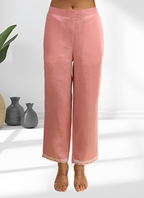 Joban Fashion Pink Linen Embroidered Readymade Cord Set | Grocsy