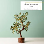 Indianvibez Bodh Green Aventurine Real Crystal Stone Tree With Wooden Base 300 Beads | Grocsy
