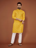 Anaita Yellow Embroidered Cotton Straight Kurta | Grocsy