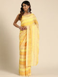 Ahalyaa Women's Traditional Semi Stitch Saree - Yellow | Grocsy
