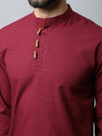 Even Apparels Maroon Color Pure Cotton Men's Kurta With Side Placket (SLD1182) | Grocsy