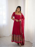 Teeya Creation Rani Color Heavy Georgette Wedding Wear Embroidery Work Long Gown | Grocsy