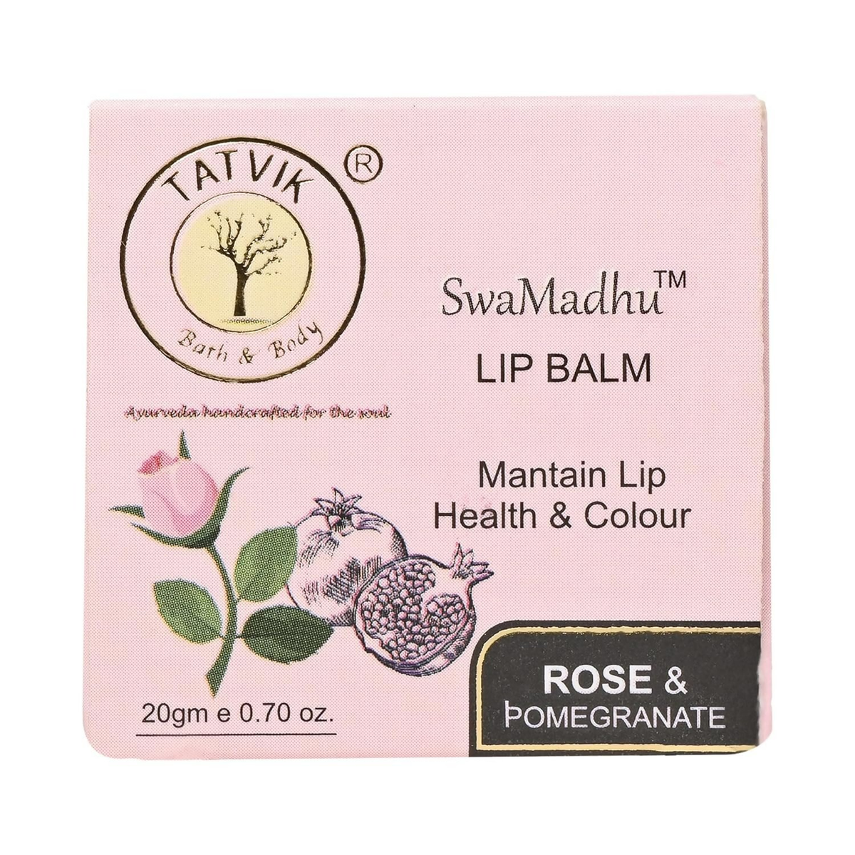 Tatvik Ayurveda Swamadhu Lip Balm & Tint (Rose & Pomegranate) | Grocsy