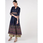 Cheera Women's Hand Block Print Ghagra Style Anarkali Kurta (CH036K) | Grocsy