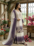 Teeya Creation New Trending Heavy Dual Tone Peding Star Georgette Purple Kurta Set | Grocsy
