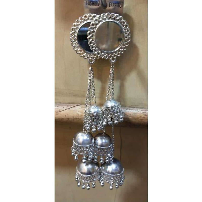 MS Fashion India Triple Hanging Jhumka Mirror Earrings | Grocsy