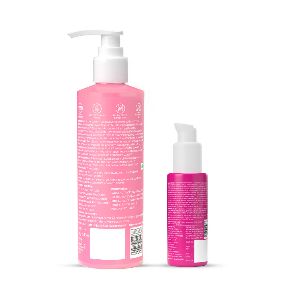 PLIX The Plant Fix Hibiscus Frizz Control Hair Serum + Bond Repair Advanced Shampoo | Grocsy