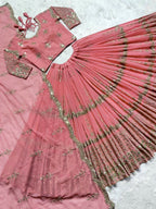 Jyoti Fashion Women's Baby Pink Faux Georgette 5MM Sequins with Zari Embroidered Designer Lehenga Choli Set | Grocsy