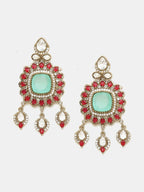 Ruby Raang 22k Gold Polished Stonework Moissanite Choker With Earrings | Grocsy