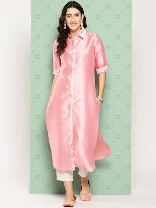 Ahalyaa Women's Traditional wear Kurta - Pink | Grocsy